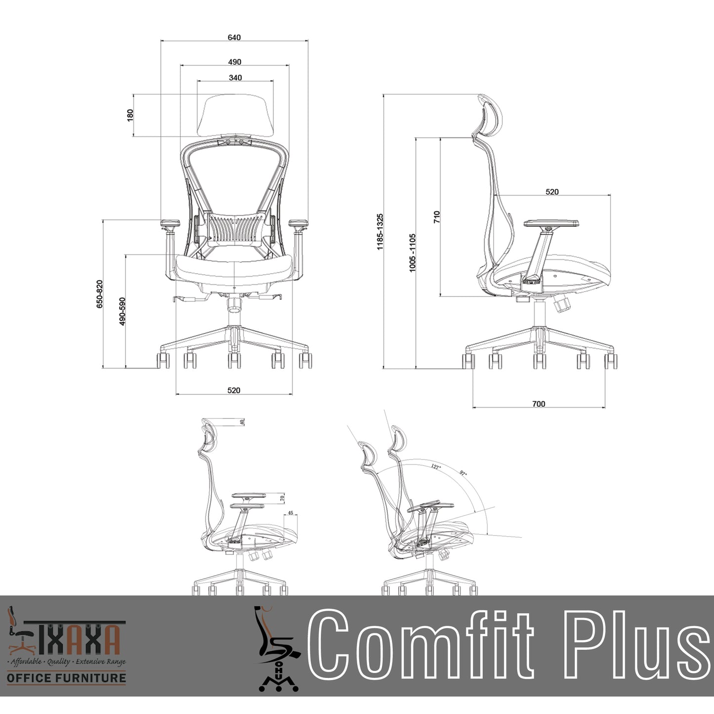 Sohum Comfit Plus Managerial Mesh Ergonomic Office Chair 5 Year Warranty