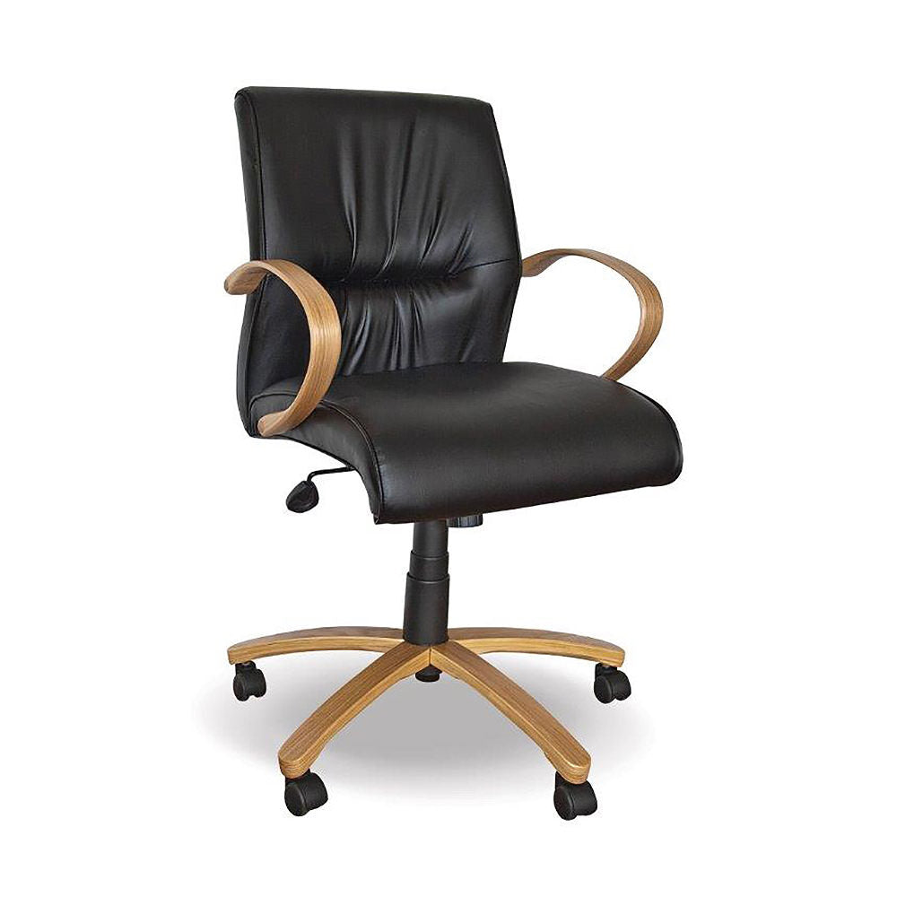 Salvador Wood Executive Leather Mid Back Office Chair SA