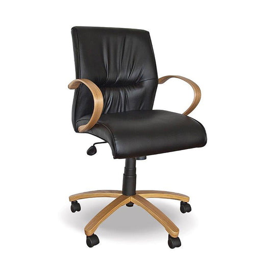 Salvador Wood Executive Leather Mid Back Office Chair SA