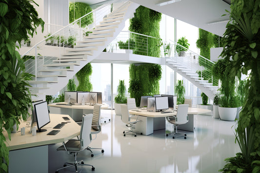 Modern office interior with sustainable office furniture 