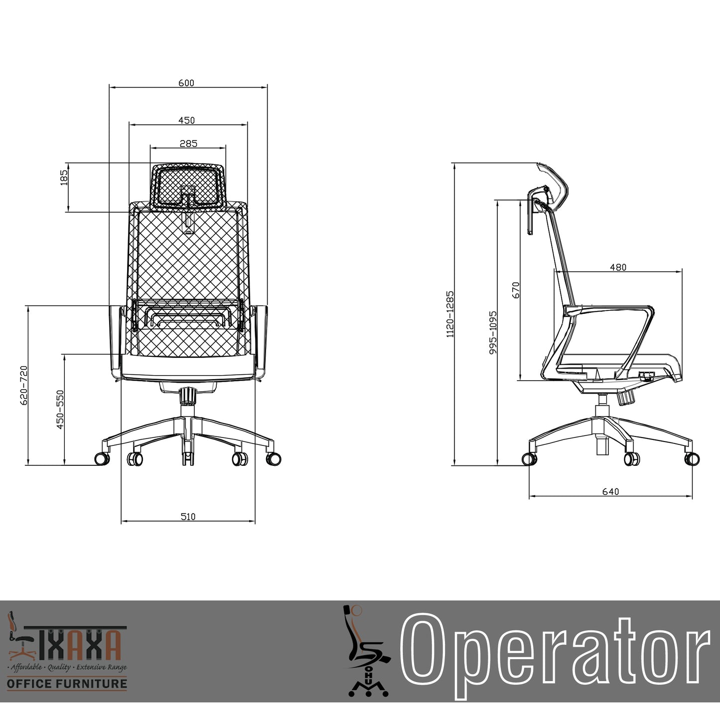 Sohum Operators Mesh High Back Office Chair 5 year Warranty