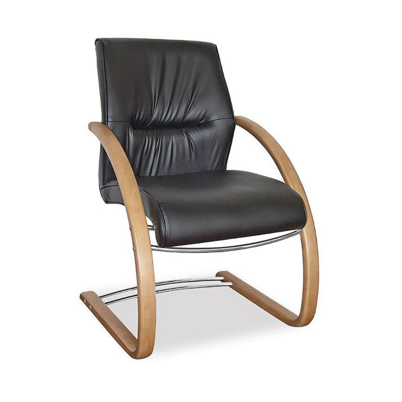 Salvador Wood Executive Leather Visitor Office Chair